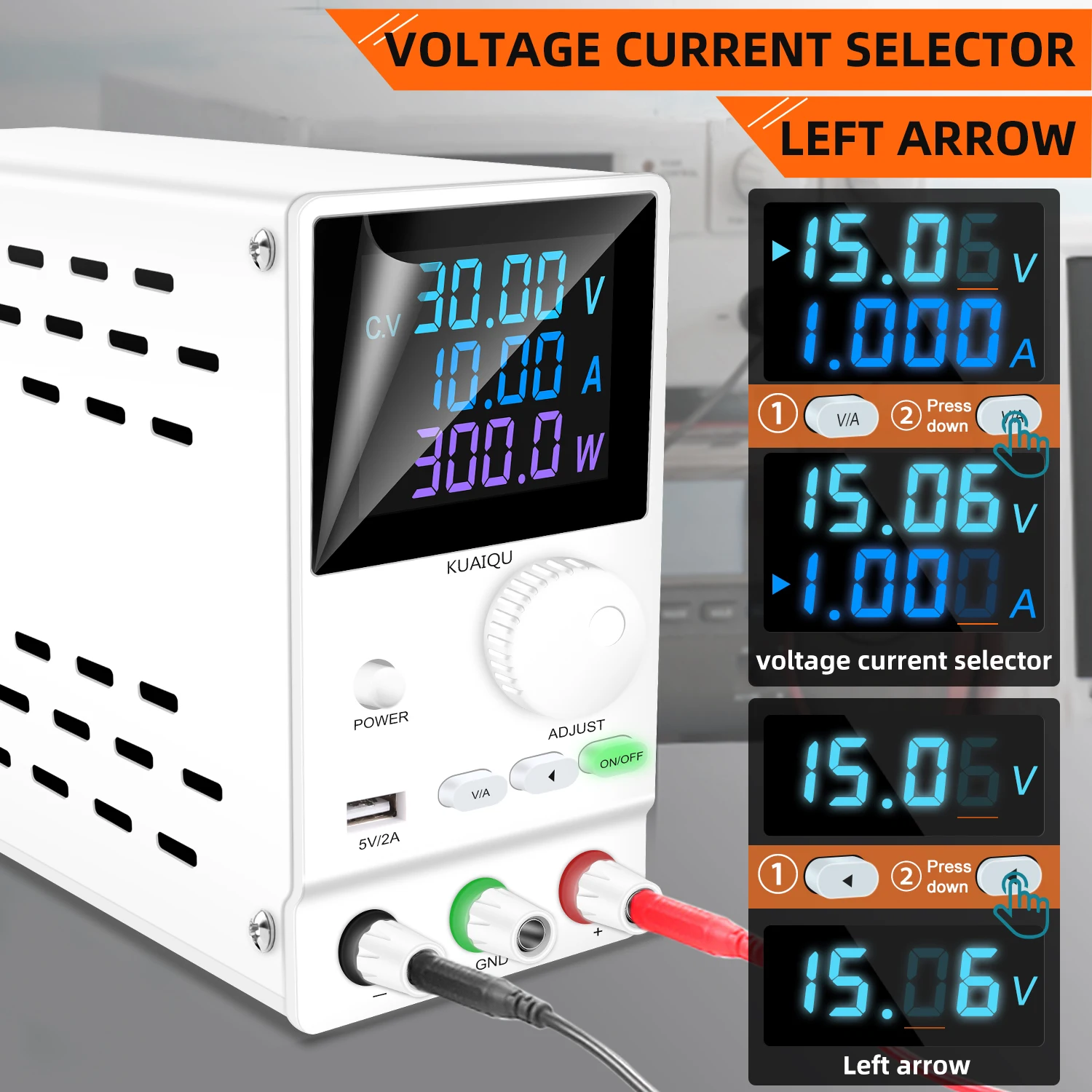KUAIQU Repair DC Power Supply 30V 10A 5A Adjustable Bench Power Supply 60V 5A 120V 3A USB 5V2A Lab Voltage Regulator for Plating