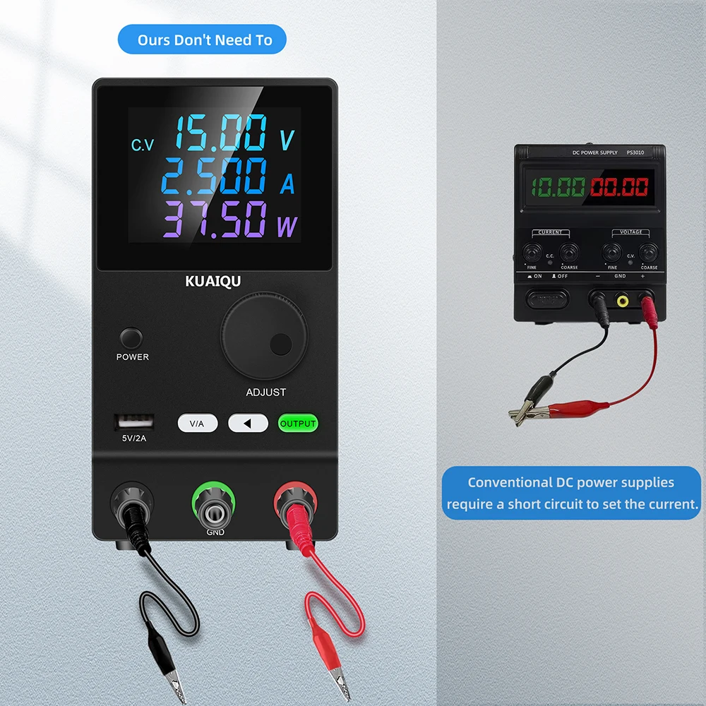 KUAIQU Repair DC Power Supply 30V 10A 5A Adjustable Bench Power Supply 60V 5A 120V 3A USB 5V2A Lab Voltage Regulator for Plating