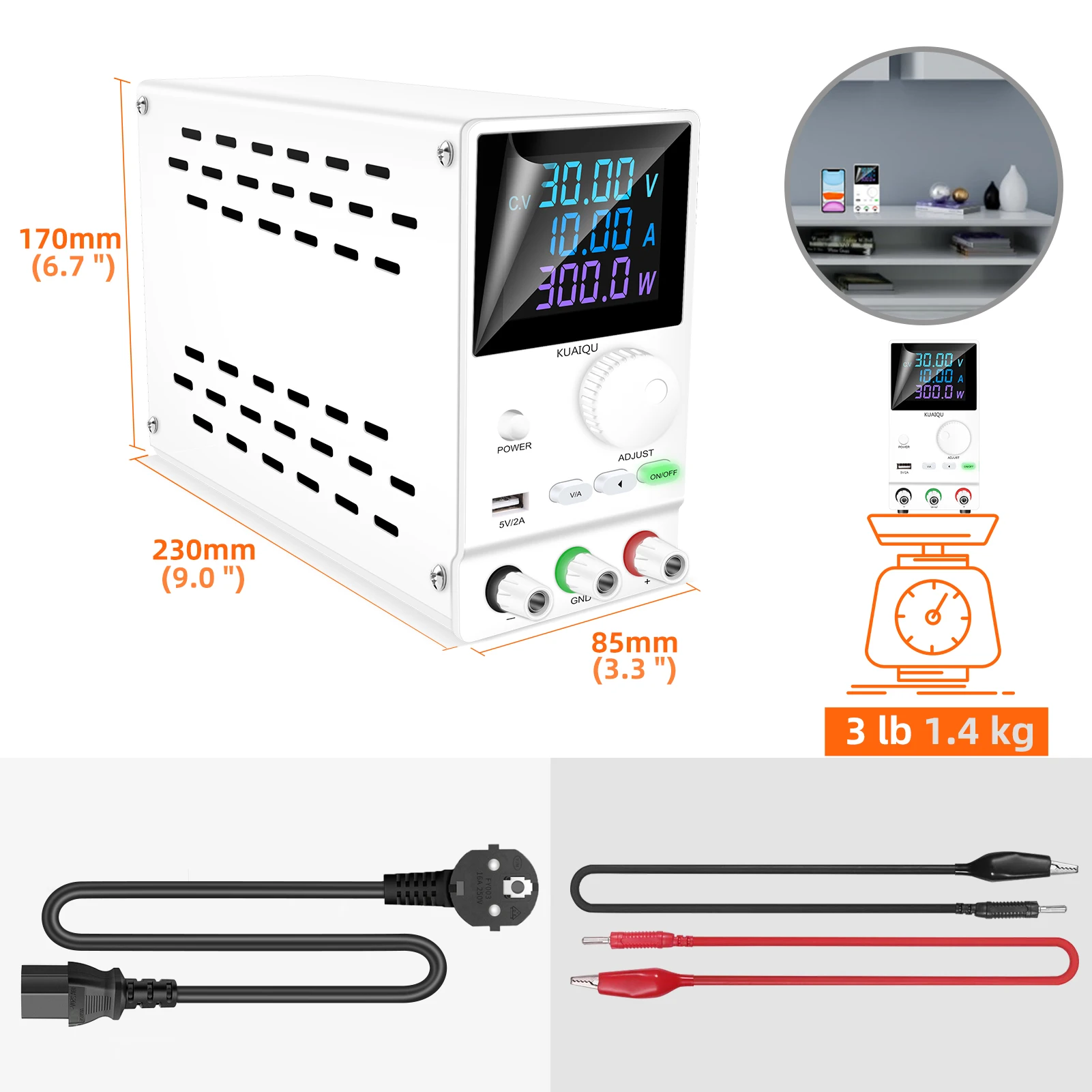 KUAIQU Repair DC Power Supply 30V 10A 5A Adjustable Bench Power Supply 60V 5A 120V 3A USB 5V2A Lab Voltage Regulator for Plating