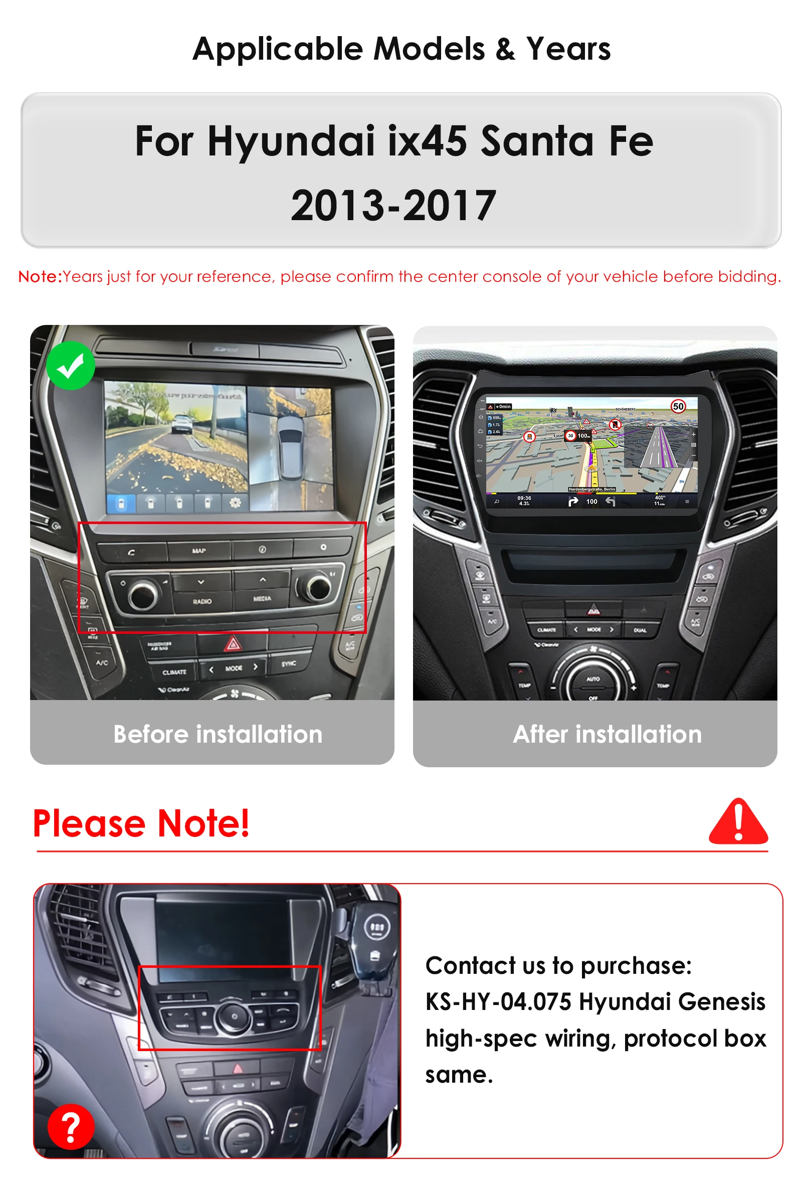Car Android Radio Player for Hyundai IX45 Santa Fe ix 45 III XL 2013 - 2017 Autoradio Carplay Audio 2DIN Touch Screen Multimedia