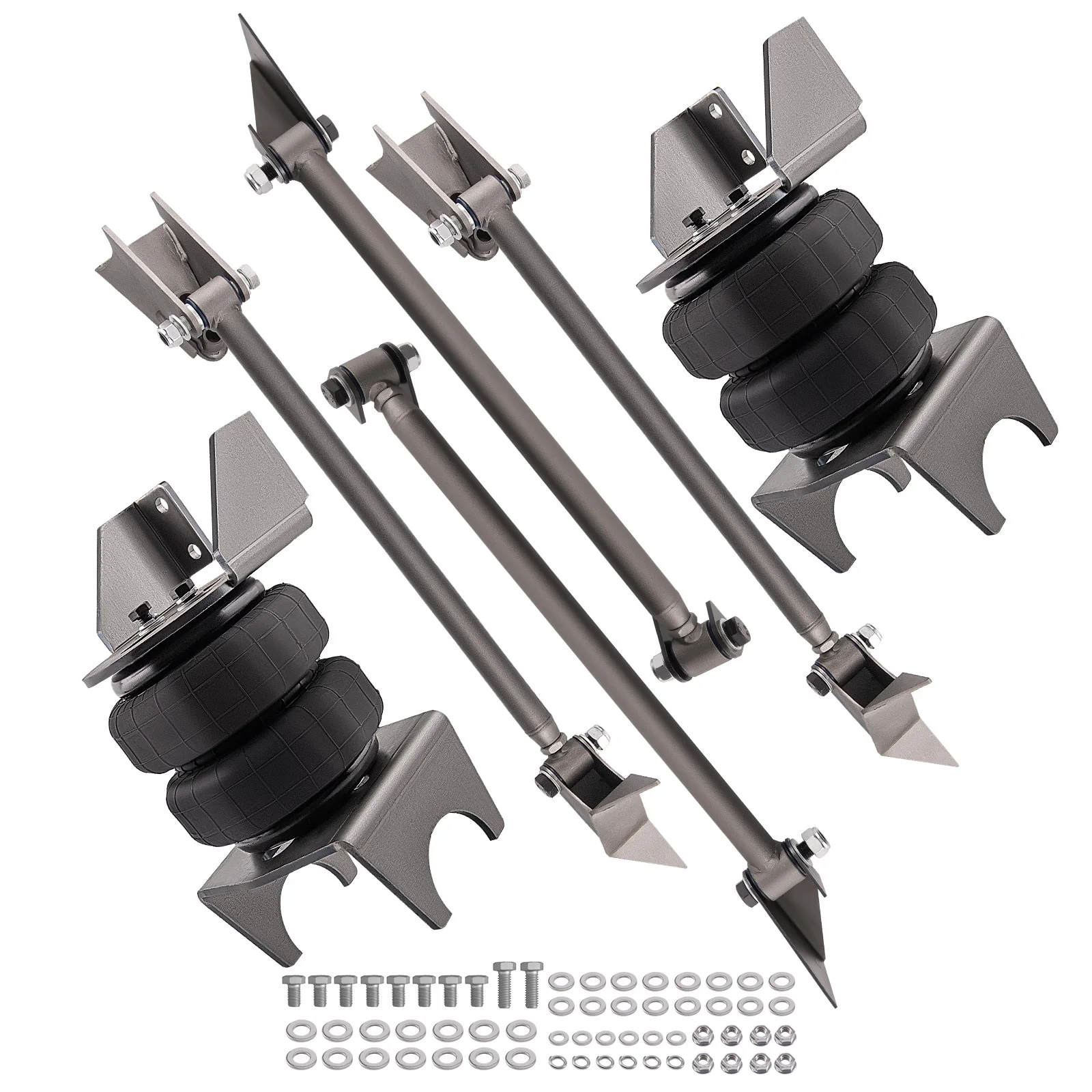 2x 2500lb Suspension Bags Heavy Duty Steel Bars Weld-On 4 Axle Link Kit For LKW
