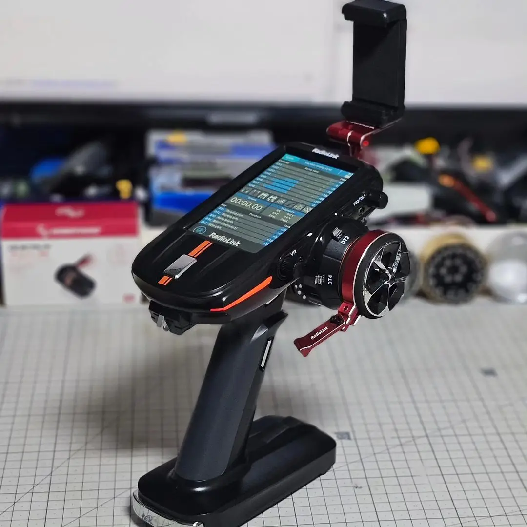 Radiolink RC8X 8CH 2.4G RC Transmitter with R8FG V2.1 Gyro Receiver, One Hand Control Accessory and Phone Holder for FPV Screen