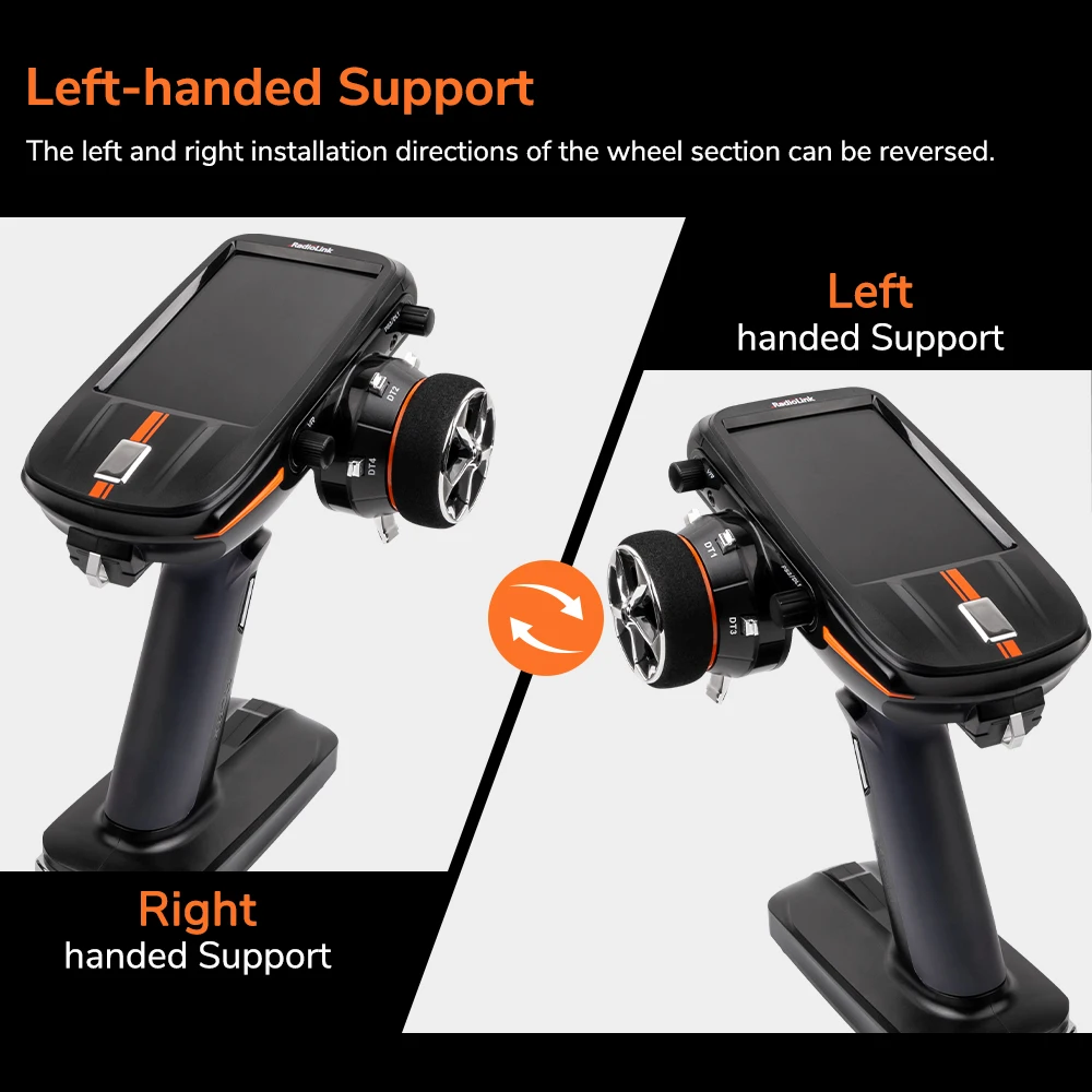 Radiolink RC8X 8CH 2.4G RC Transmitter with R8FG V2.1 Gyro Receiver, One Hand Control Accessory and Phone Holder for FPV Screen