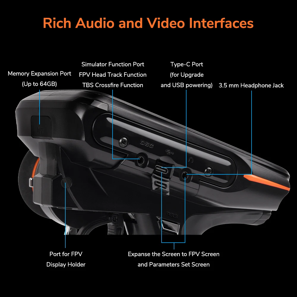 Radiolink RC8X 8CH 2.4G RC Transmitter with R8FG V2.1 Gyro Receiver, One Hand Control Accessory and Phone Holder for FPV Screen