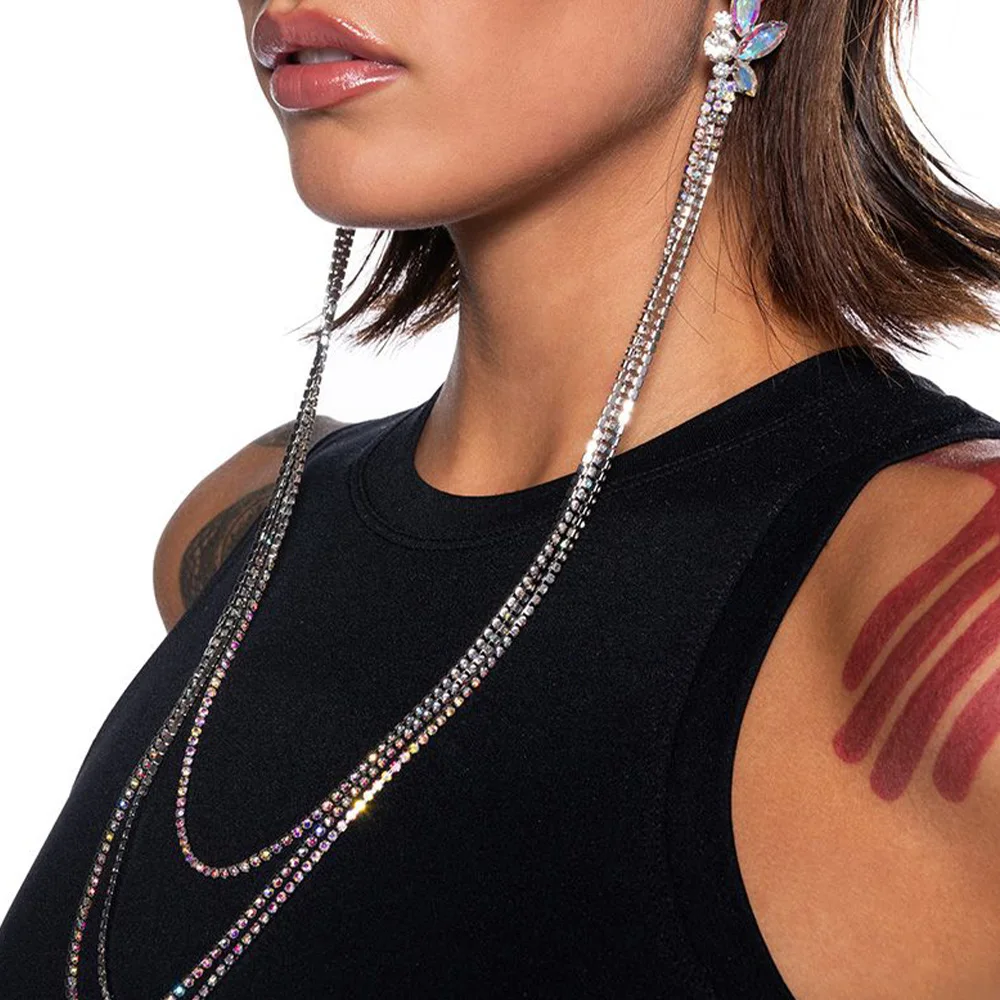Geometric Drape Earrings Women Hot Trend Luxury Designer Y2k Crystal Accessories Statement Jewelry High Quality Wedding Gift