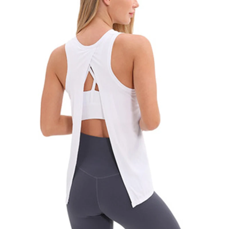 Loose Top Activewear Naked-Feel Athletic Yoga Vest Open Back Yoga Tank Tops Stretch Sexy Blouse Sport Fitness Tank Tops S-2XL