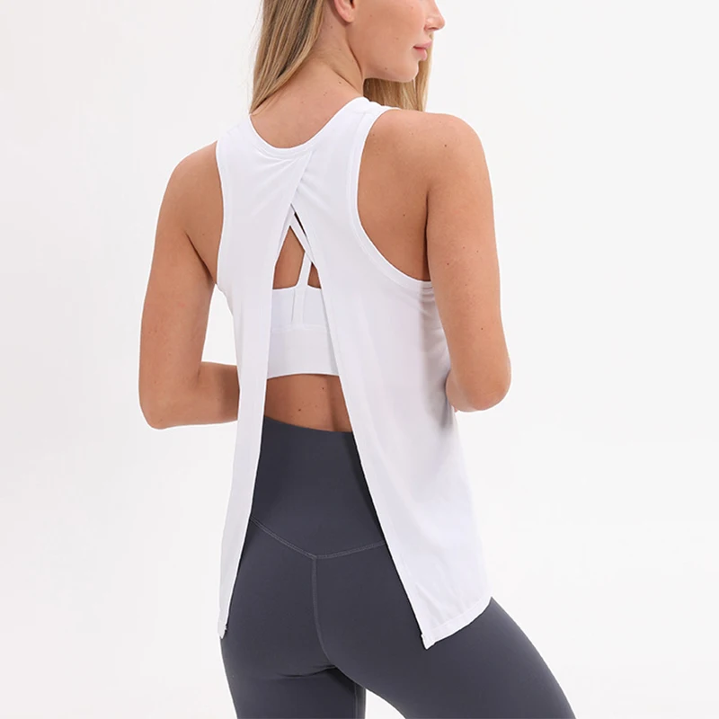 Loose Top Activewear Naked-Feel Athletic Yoga Vest Open Back Yoga Tank Tops Stretch Sexy Blouse Sport Fitness Tank Tops S-2XL