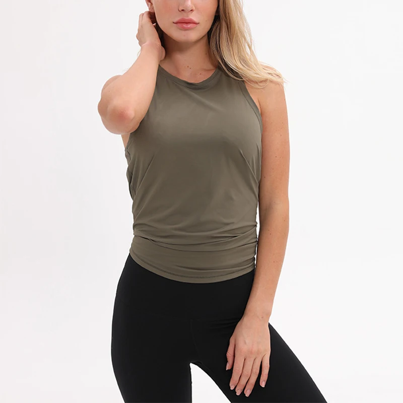 Loose Top Activewear Naked-Feel Athletic Yoga Vest Open Back Yoga Tank Tops Stretch Sexy Blouse Sport Fitness Tank Tops S-2XL