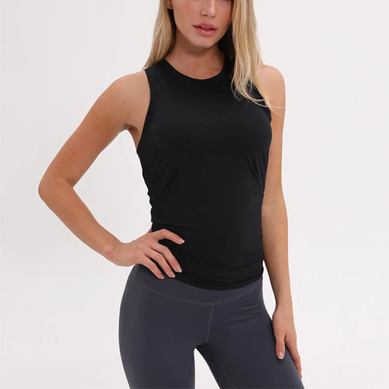 Loose Top Activewear Naked-Feel Athletic Yoga Vest Open Back Yoga Tank Tops Stretch Sexy Blouse Sport Fitness Tank Tops S-2XL