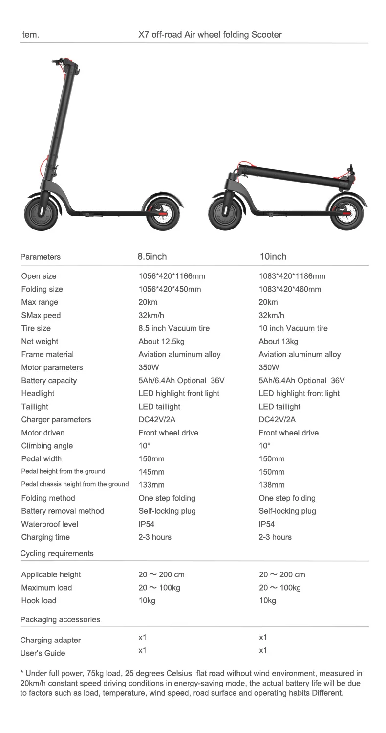 Warehouse In Europe X7 36V/5Ah Battery 8.5 Inches X7 Electric Scooter Foldable Frame 350W Brushless Motor 25KM Mileage Escooter