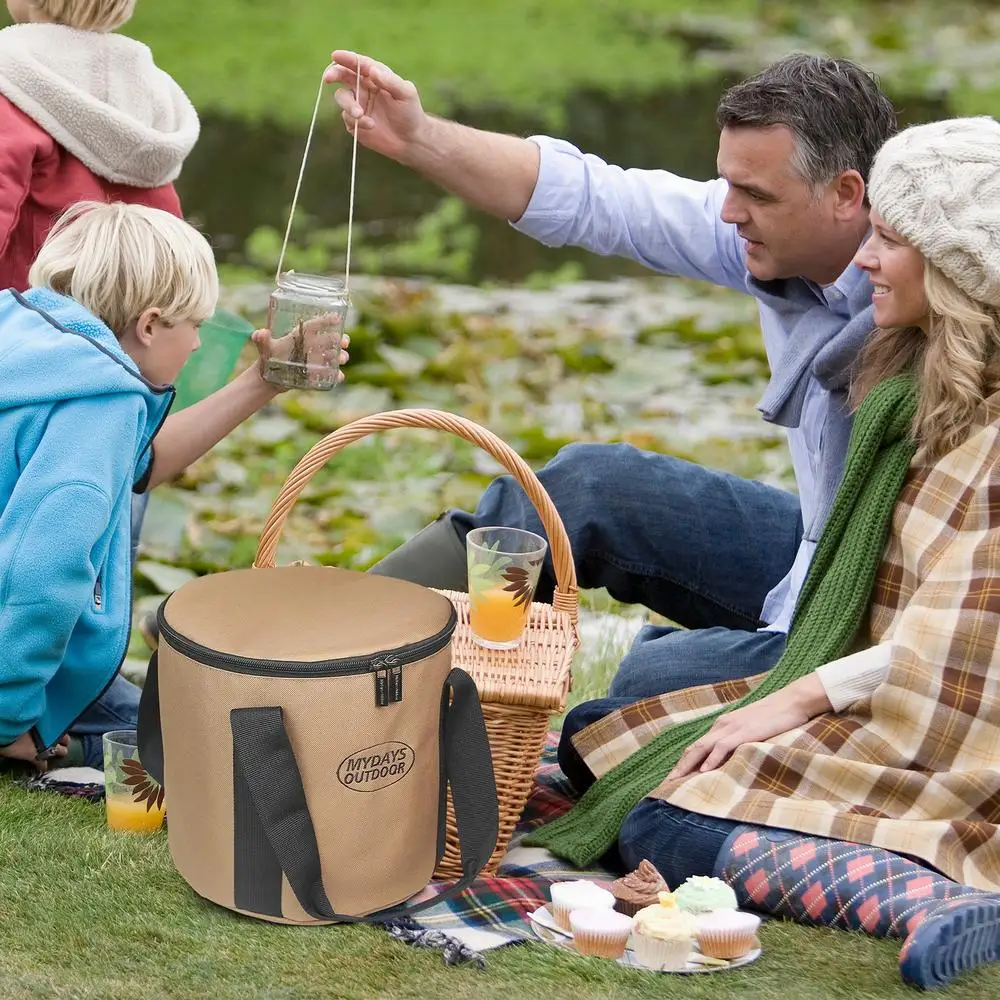 Outdoor Picnic Bag Waterproof Camping Travel Organizer Bag Large Capacity Storage Handbag Portable Thermal Cooler Food Lunch Box