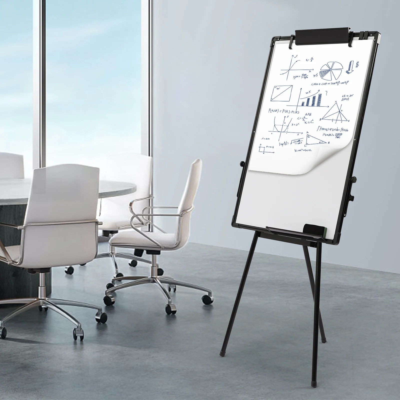Whiteboard Stand Flip Chart Tripod Whiteboard 91 x 61 cm Height Adjustable Tripod Magnetic Whiteboard Dry Wipe