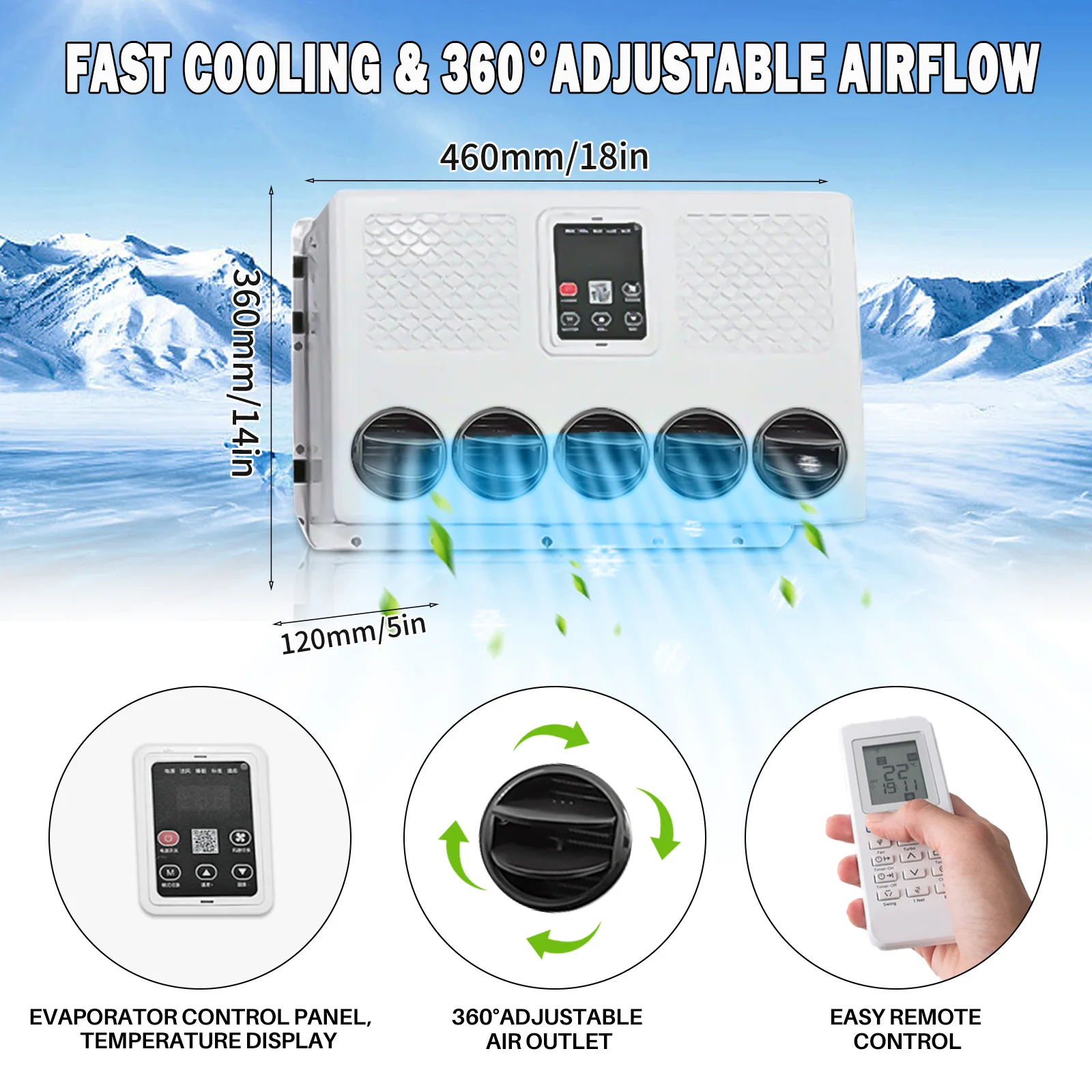 Treeligo Car Cooling 12V Air Conditioner 12000btu 24V Electrical Split Air AC Unit For RV Truck Tractors Van Motorhome Camper