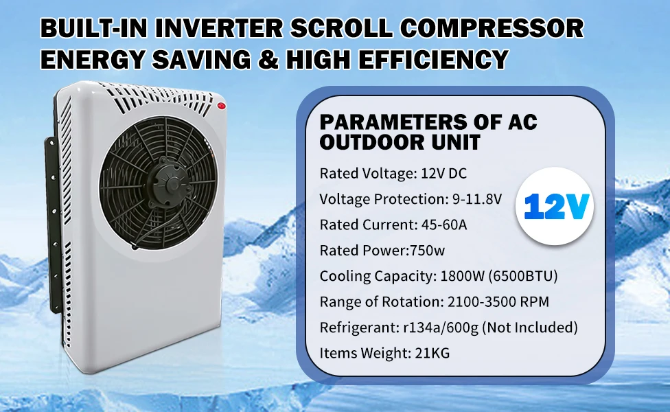 Treeligo Car Cooling 12V Air Conditioner 12000btu 24V Electrical Split Air AC Unit For RV Truck Tractors Van Motorhome Camper