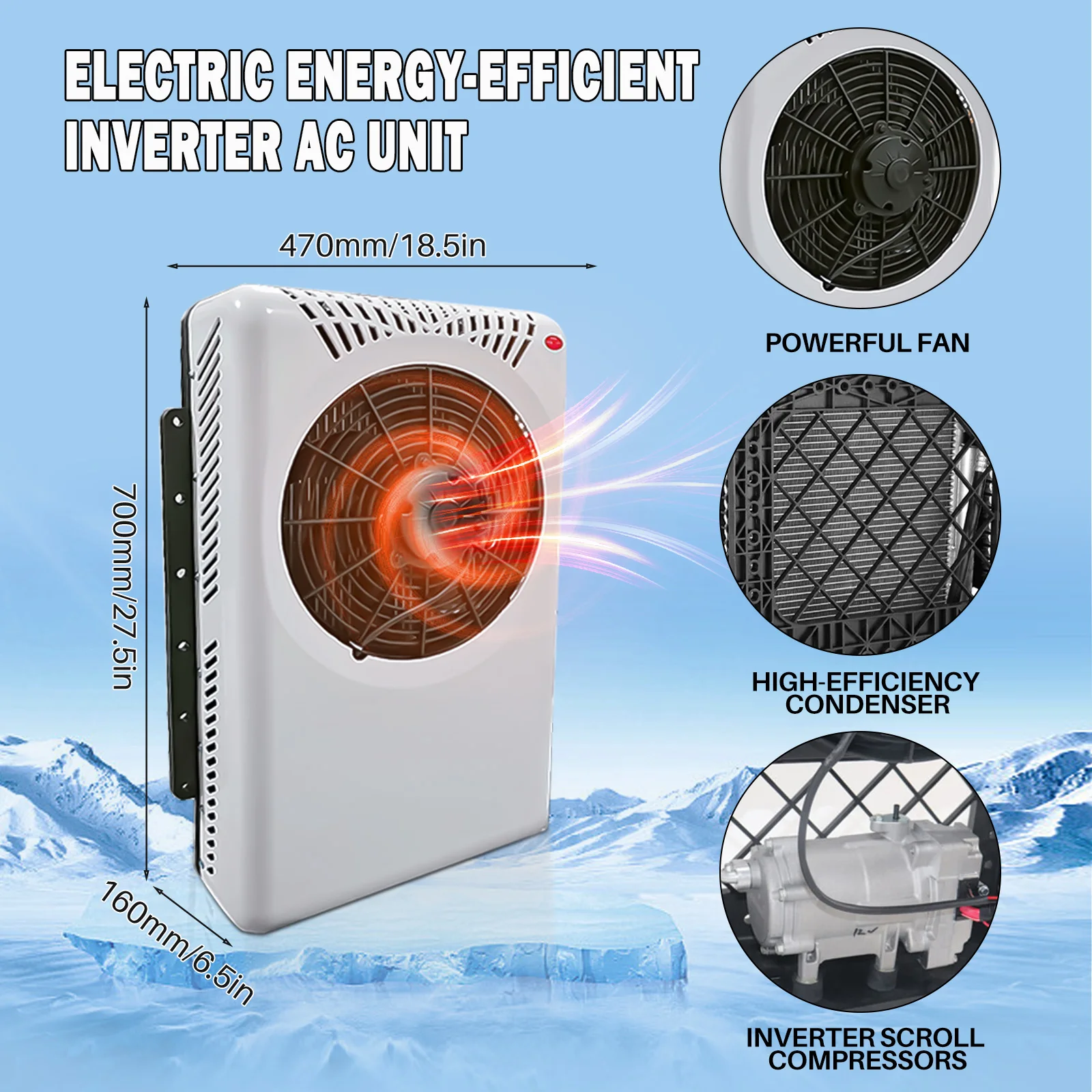 Treeligo Car Cooling 12V Air Conditioner 12000btu 24V Electrical Split Air AC Unit For RV Truck Tractors Van Motorhome Camper