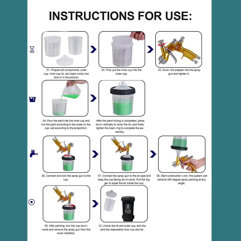 Mixing Cup For Hvlp Paint Spray Car Painting Kit With Clear Scale Paint Tools & Equipment With 50 Cup & Lids System Spray Guns &
