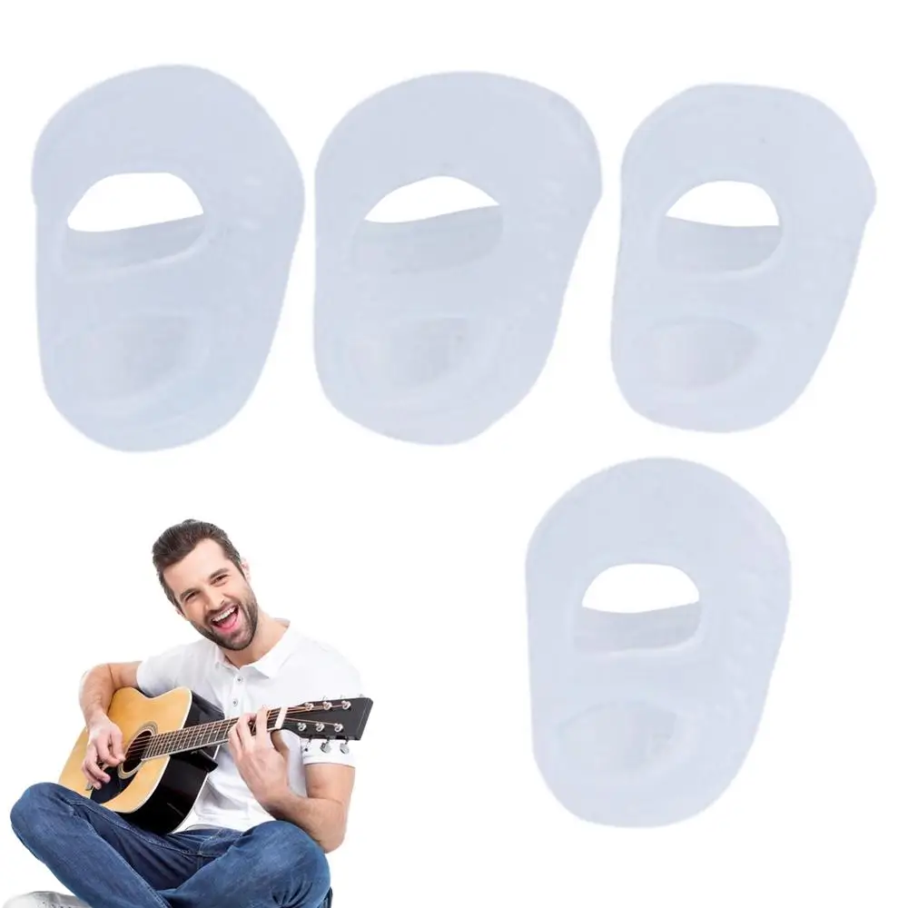 Silicone Finger Protectors 4PCS Soft Silicone Fingertip Grips Finger Sleeve Kalimba Thumb Picks Small Guitar Nails For Stringed