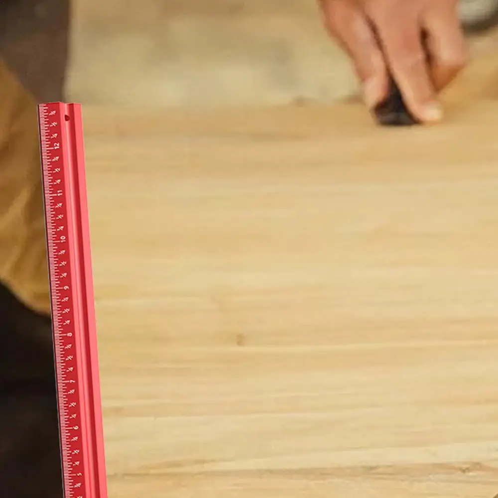 Woodworking Edge Ruler Aluminum Woodworking Pocket Ruler 12 Inch Precision V-shaped Edge Ruler Scribing Measuring Tools For