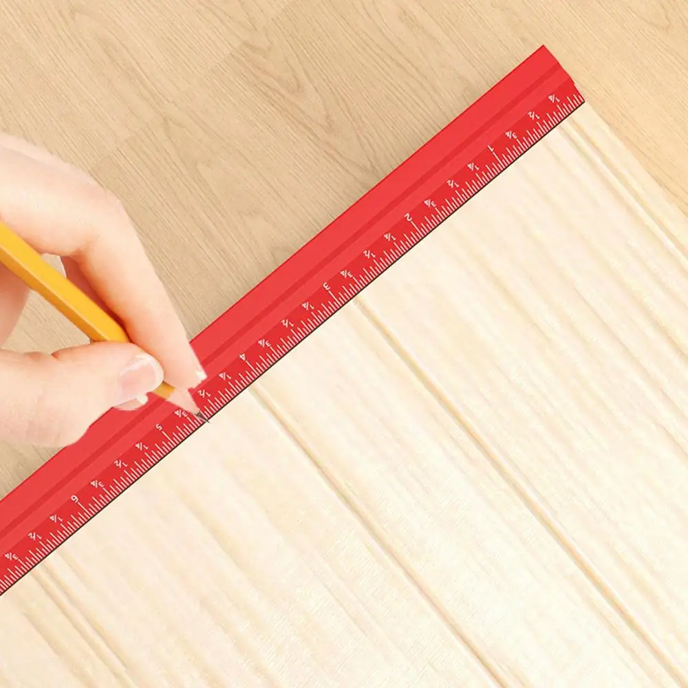 Woodworking Edge Ruler Aluminum Woodworking Pocket Ruler 12 Inch Precision V-shaped Edge Ruler Scribing Measuring Tools For