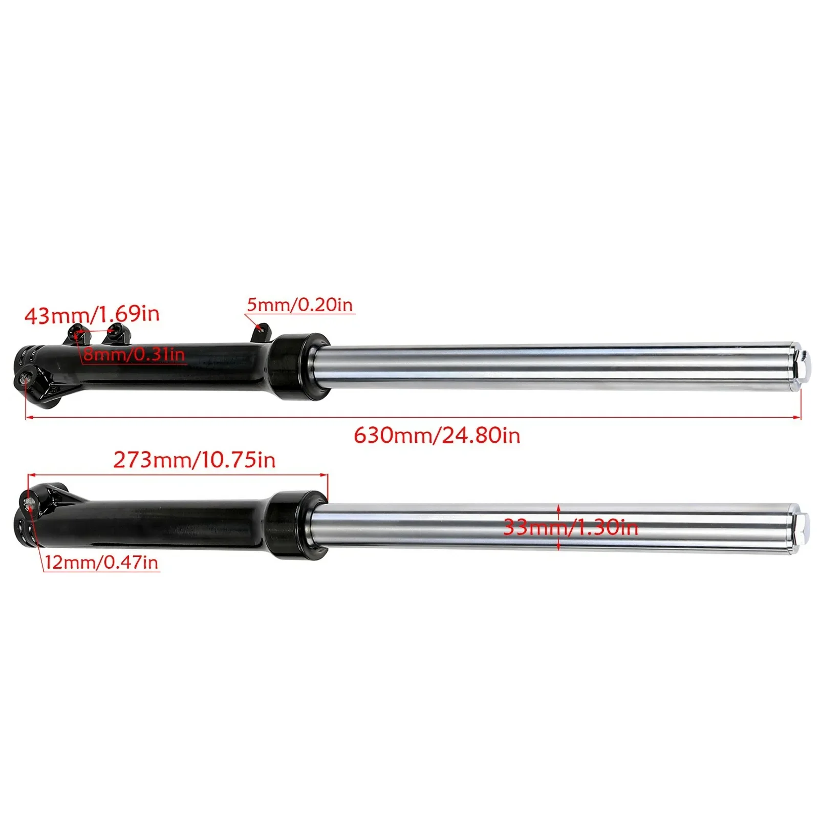 25" 33mm Front Fork Pair Suspension Shock 630mm Long For Dirt Pit Bike SDG SSR