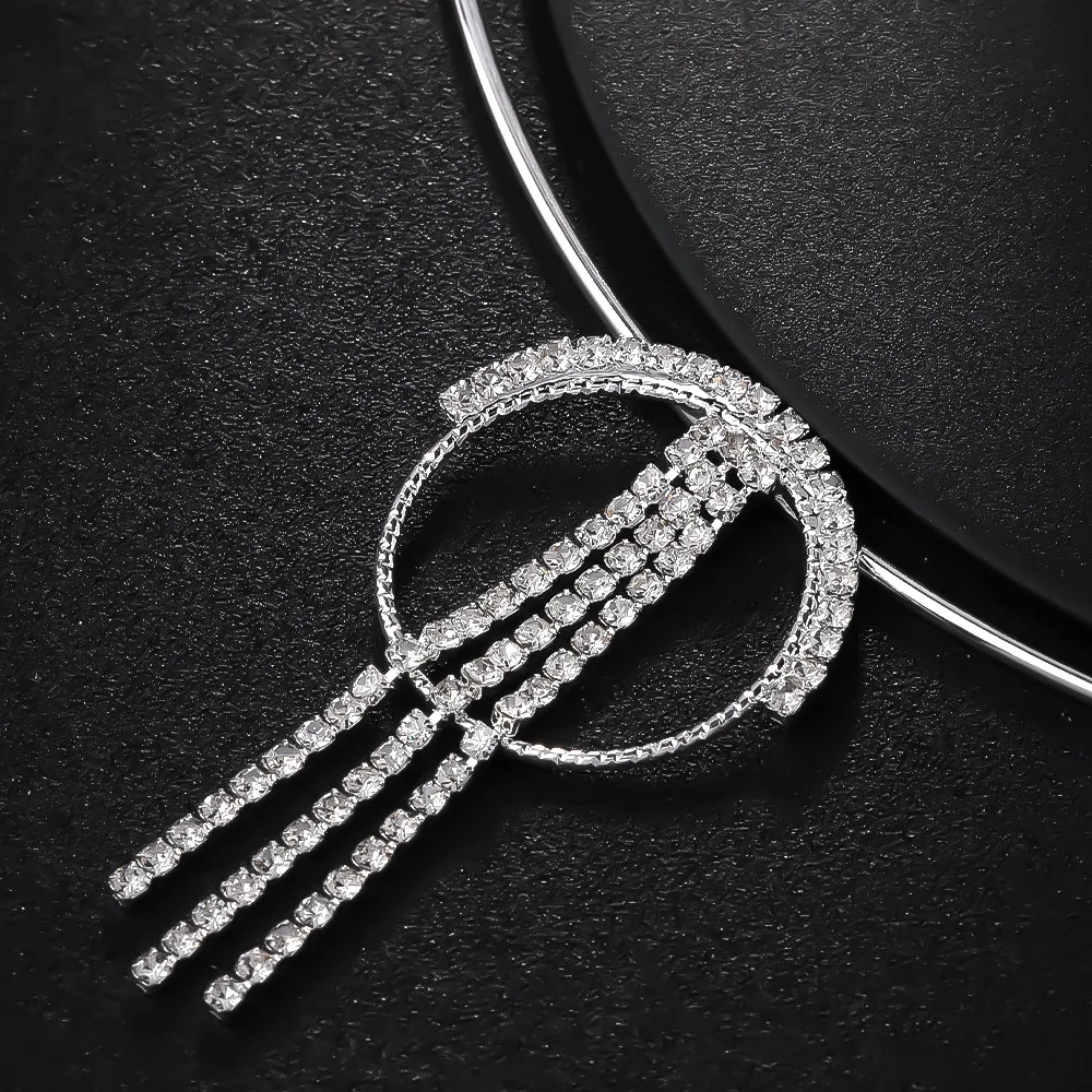 Stonefans Round Tassel Necklace Earring Set Luxury Indian Wedding New Bridal Jewelry Sets Women Accessories Fashion Rhinestone