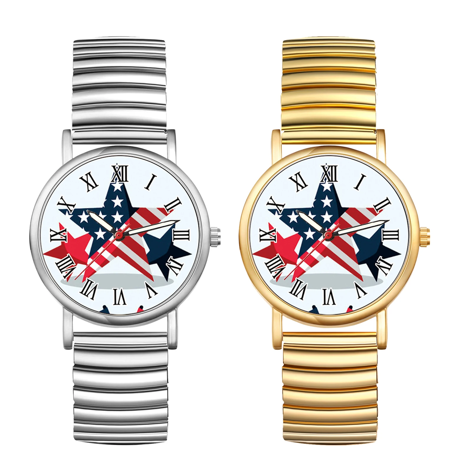 LANCARDO American Independence Day Quartz Watch Elastic Retractable Band Unisex Student Watch Four Seasons Universal Anniversary