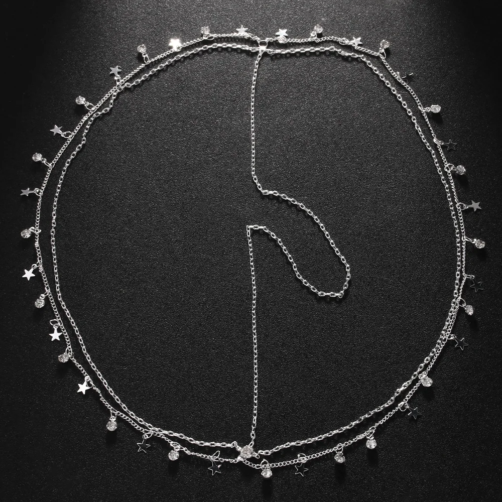 Stonefans New Boho Pentagram Head Chain Wedding Elegant Headpiece Bling Fashion Bridal Forehead Indian Jewelry Hair Accessories