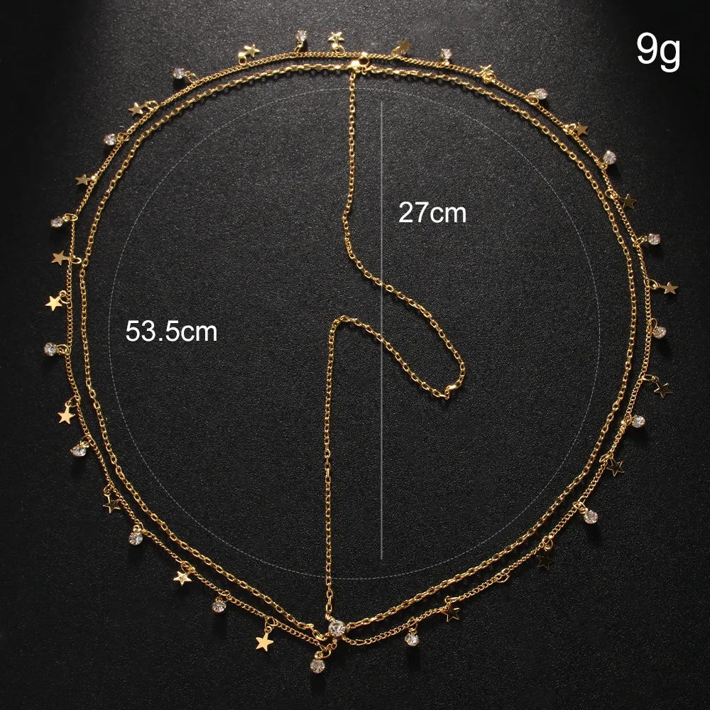Stonefans New Boho Pentagram Head Chain Wedding Elegant Headpiece Bling Fashion Bridal Forehead Indian Jewelry Hair Accessories