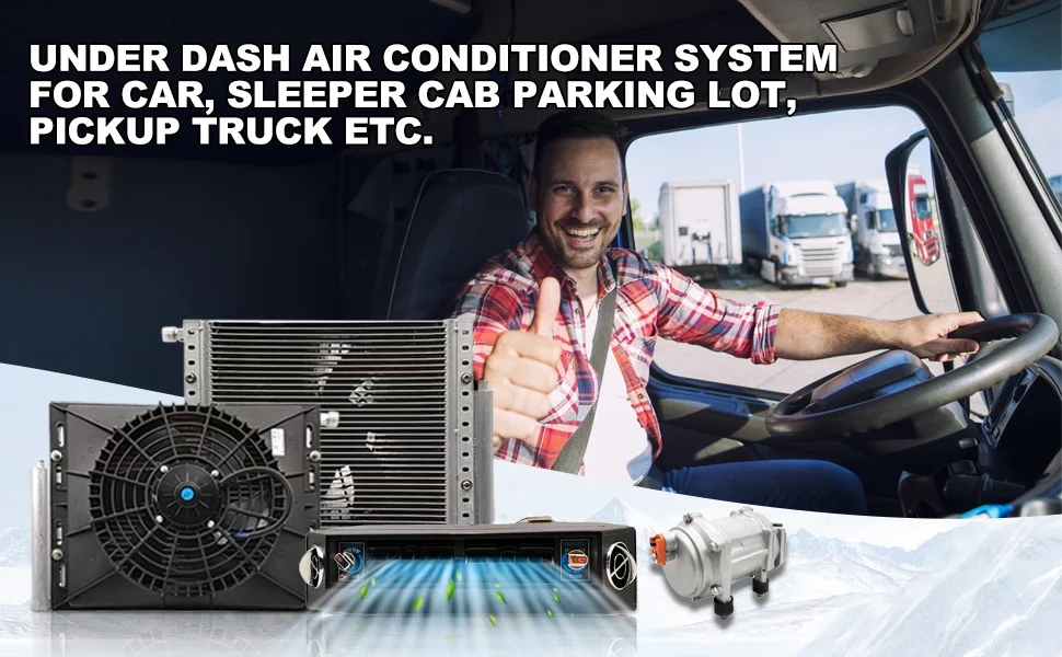 Treeligo 2026 Parking Air Conditioning Electric Car Air Conditioner 12V Fan For Automotive Truck Camper Van Bus Boat Excavator