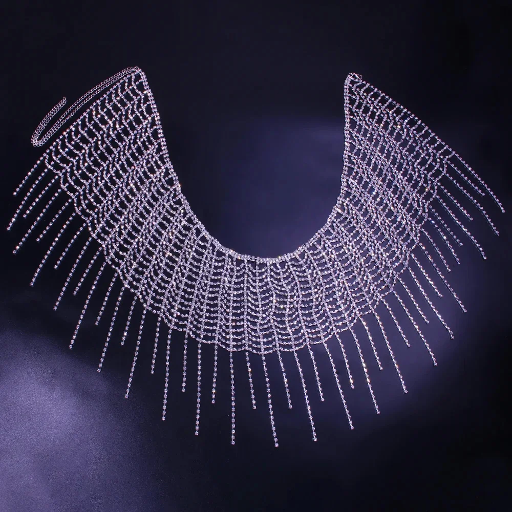 Stonefans Mesh Tassel Rhinestone Bottoms Body Jewelry for Women Summer Beach Package Hip Skirt Body Chain Night Club Outfits