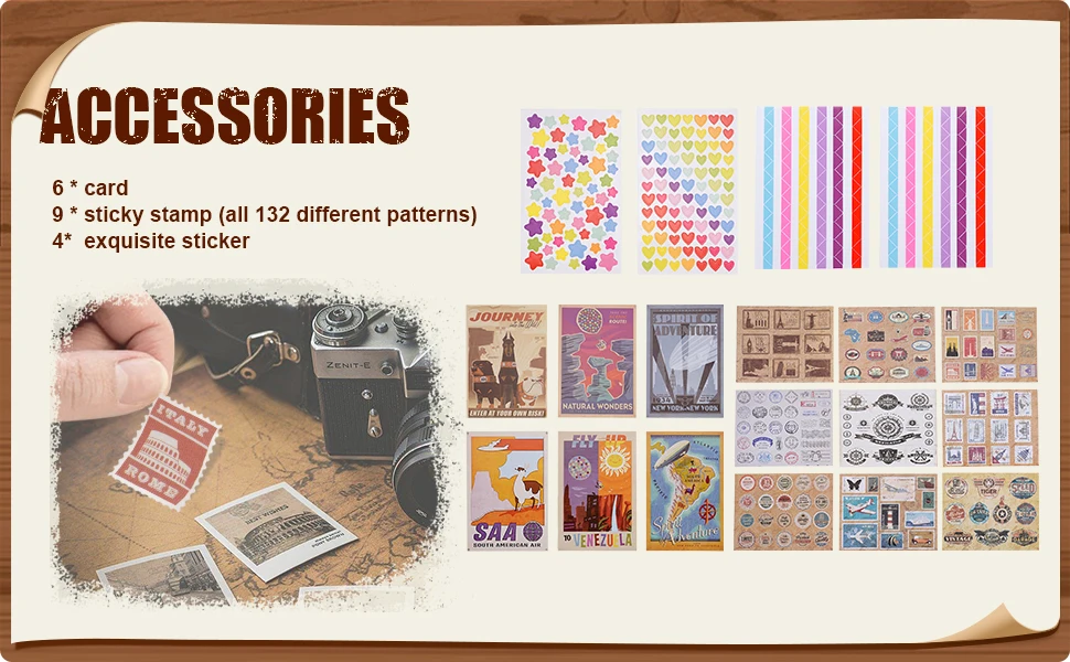 80 Pages Our Adventure Book Scrapbook Album Retro Embossed Letter Leather Hard Cover Couples Wedding Anniversary Memory Book
