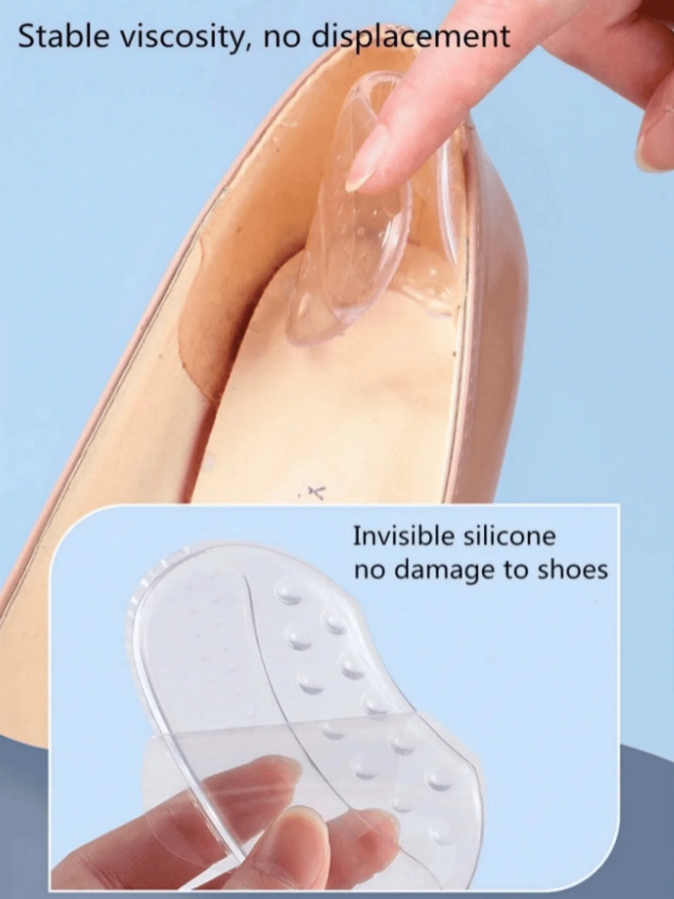 1Pair Heels Grips Silicone Heel Stickers for Women Men Anti Slip Heel Cushions Non-Slip Inserts Pads Foot Heel Care Protector