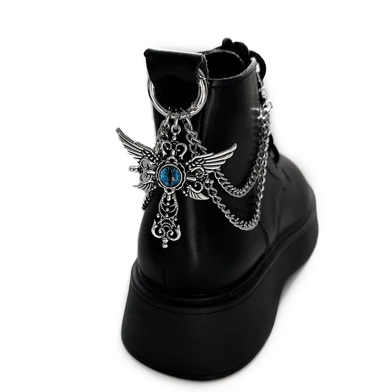 1pc Devil Eye Titanium Steel Shoe Chain Metal Entagram Pendant Women Shoes Decoration Accessories Boots Shoe Party Diy Jewelry