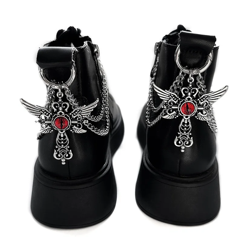 1pc Devil Eye Titanium Steel Shoe Chain Metal Entagram Pendant Women Shoes Decoration Accessories Boots Shoe Party Diy Jewelry