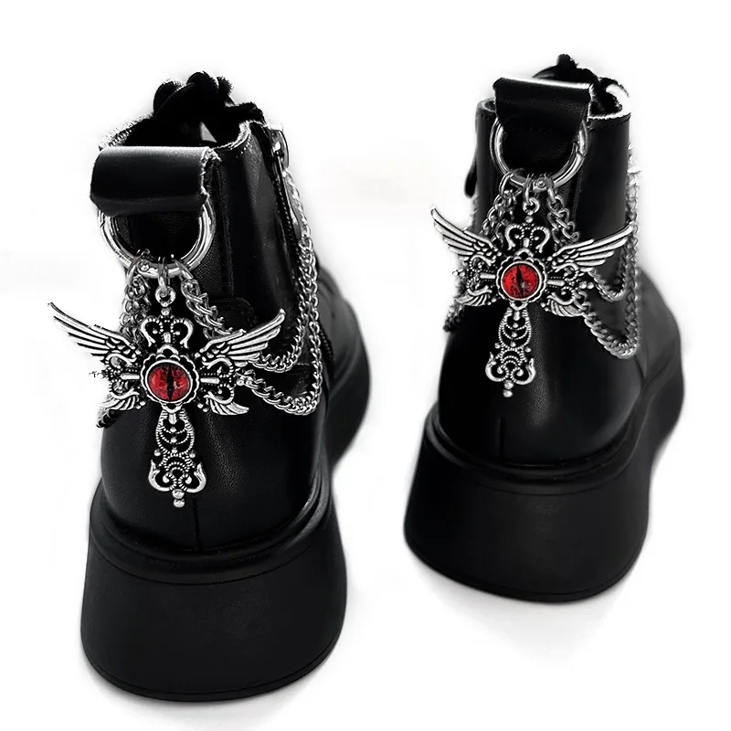 1pc Devil Eye Titanium Steel Shoe Chain Metal Entagram Pendant Women Shoes Decoration Accessories Boots Shoe Party Diy Jewelry