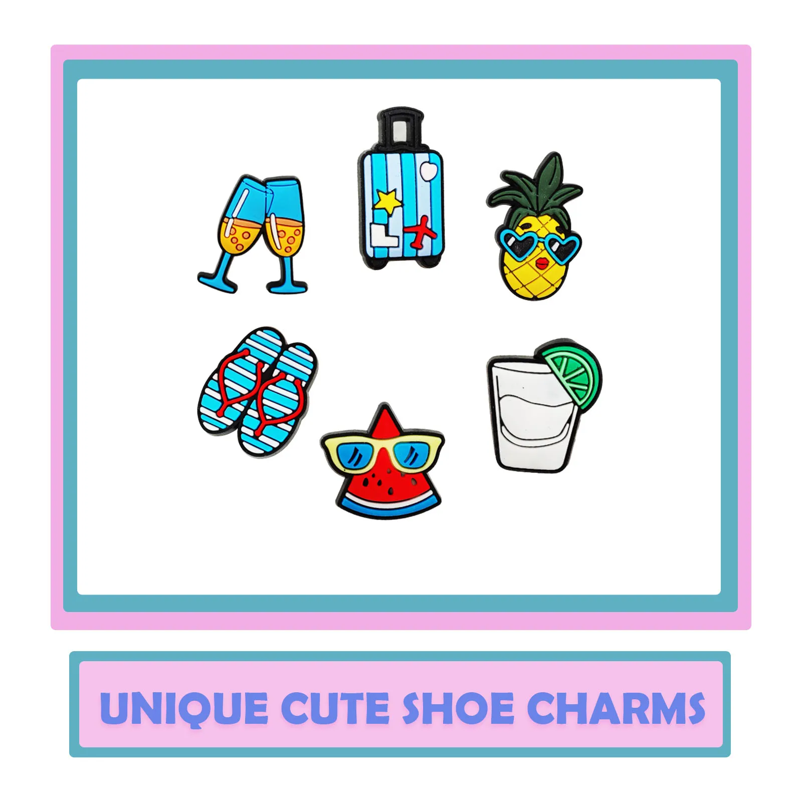 Random 10-100Pcs Summer Series Shoe Charms For Shoe Key Chain Sandals Beach Bags, DIY Shoe Decorations Accessories Shoes Pins
