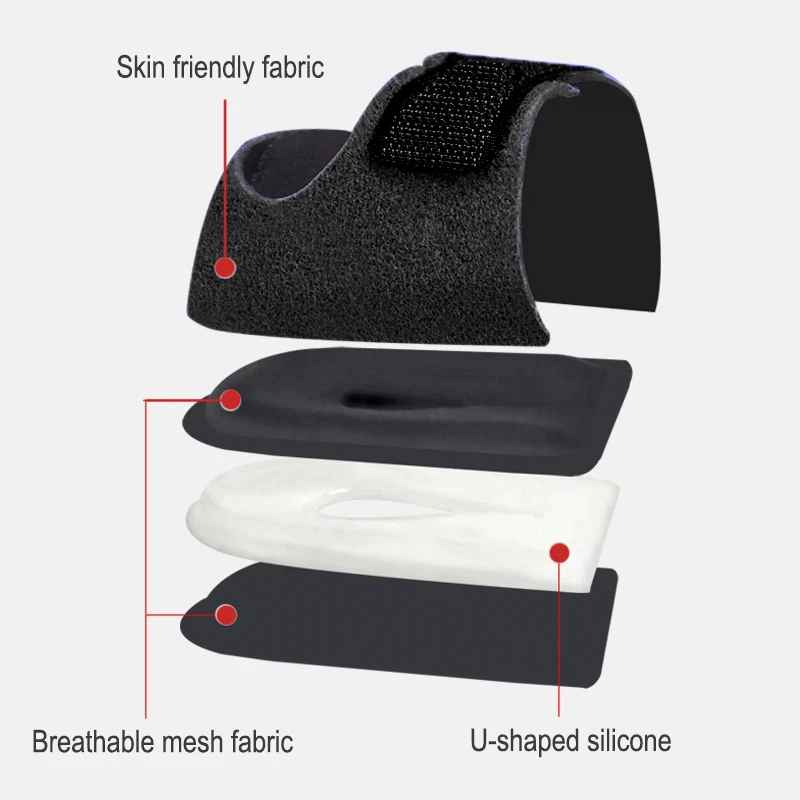 1 Pair Silicone Heel Pads Shock Absorption Relieving Leg Pressure Adjustable Straps To Prevent Slipping Insoles