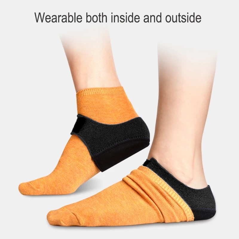 1 Pair Silicone Heel Pads Shock Absorption Relieving Leg Pressure Adjustable Straps To Prevent Slipping Insoles