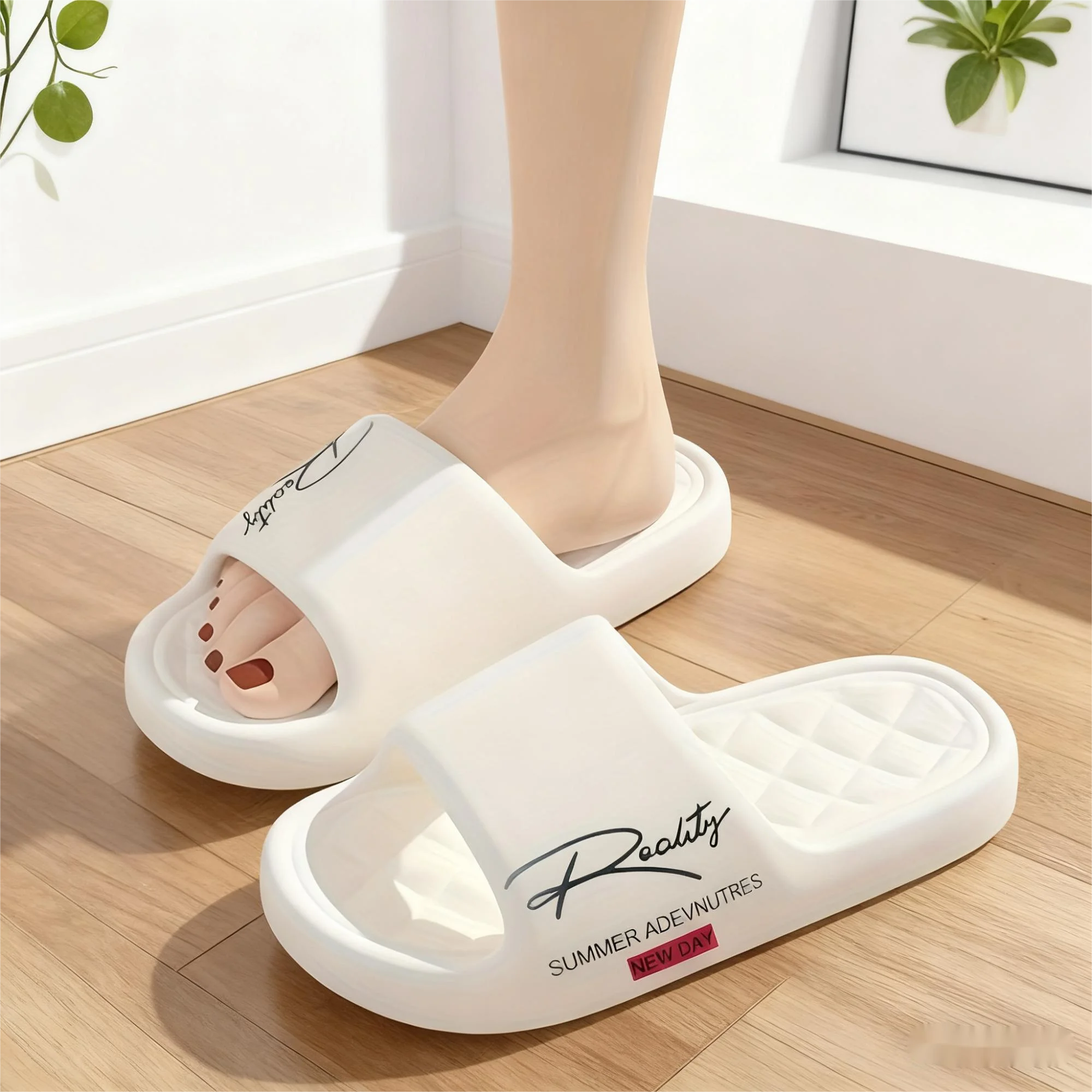 Men's Outdoor Slippers, Lightweight And Soft Cloud-Like Comfortable Home Slippers For Women, Unisex, With Simple Printed Pattern