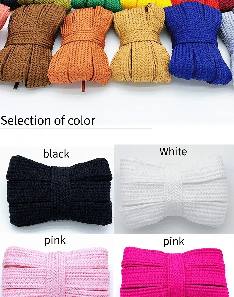 2CM Wide Fat Shoe Laces for Sneakers Fashion Colorfast Replacement Laces for Van Campus Shoes Classic Cotton Rope Flat Laces