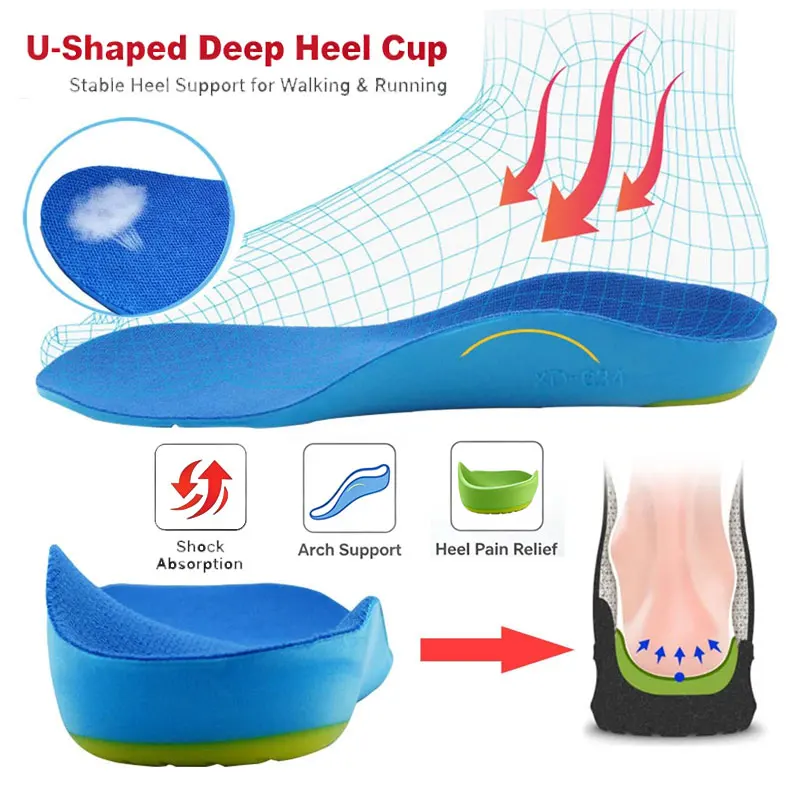 Unisex Orthotics Flat Foot High Arch Support Orthopedic Insoles Soft Breathable Orthotic Arch Foot Running Sports Shoes Pads