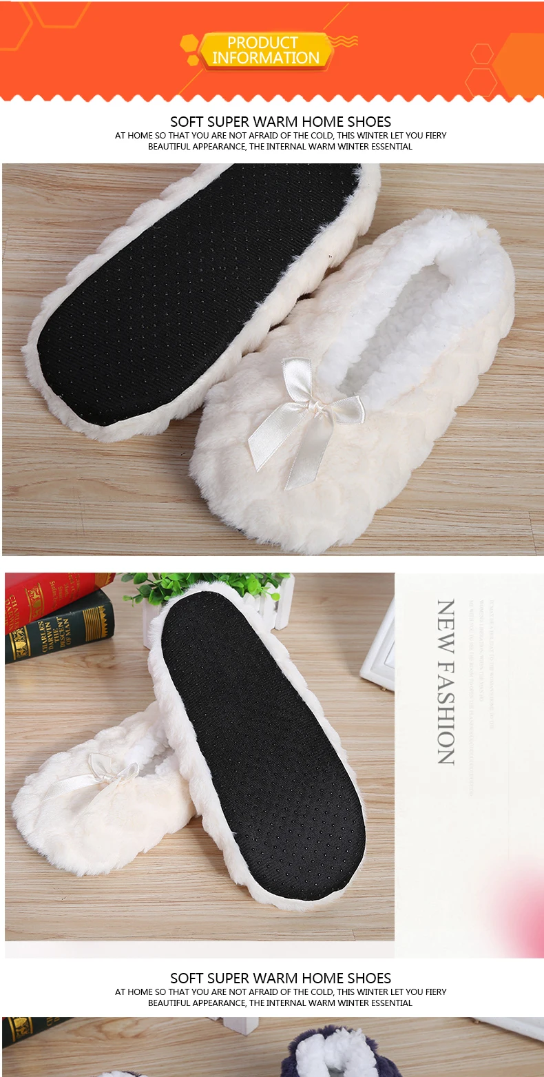 Mntrerm New Cute 2023 Indoor Home Slippers Warm Soft Plush Slippers Non-slip Indoor Fur Slippers Solid Color Cute Women Shoes