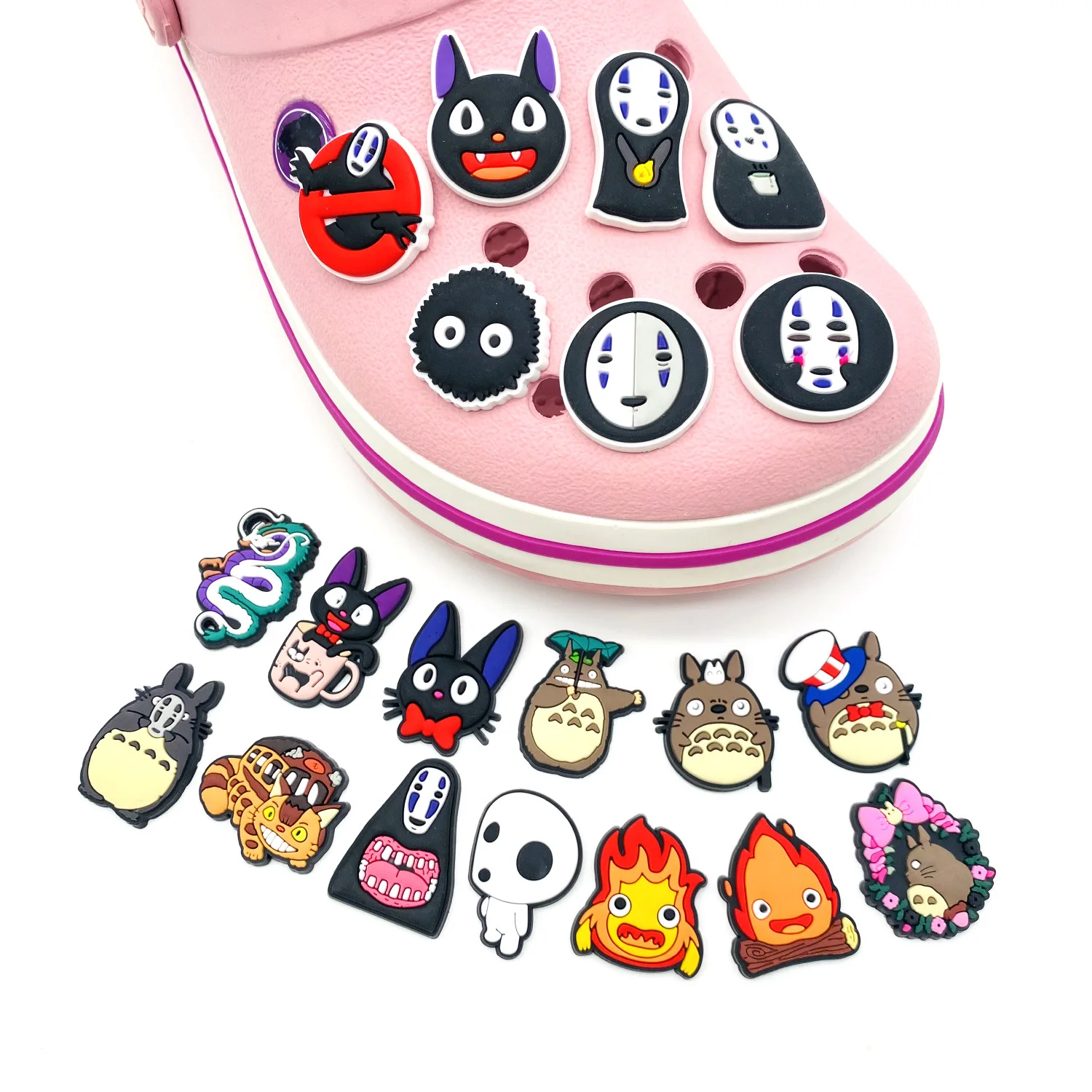1-20pcs Hot Toys Japan Anime Cartoon Series PVC Shoe Charms Accessories DIY Creativity Sandal Wristbands Decorations Party Gifts