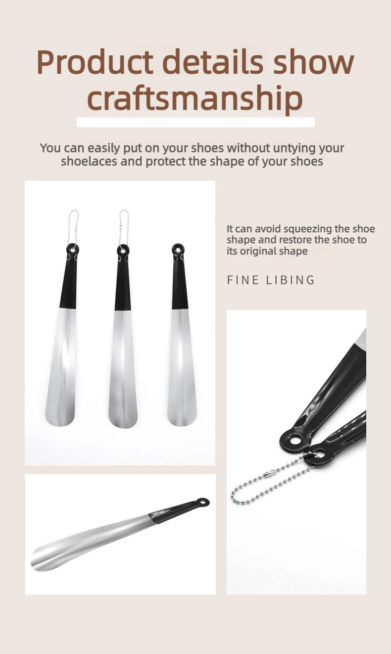 Simple Stainless Steel Shoe Horn: Slip on Shoes While Standing. No Bending. Easy-Grip with Hanging Hole. Fits All Footwear.