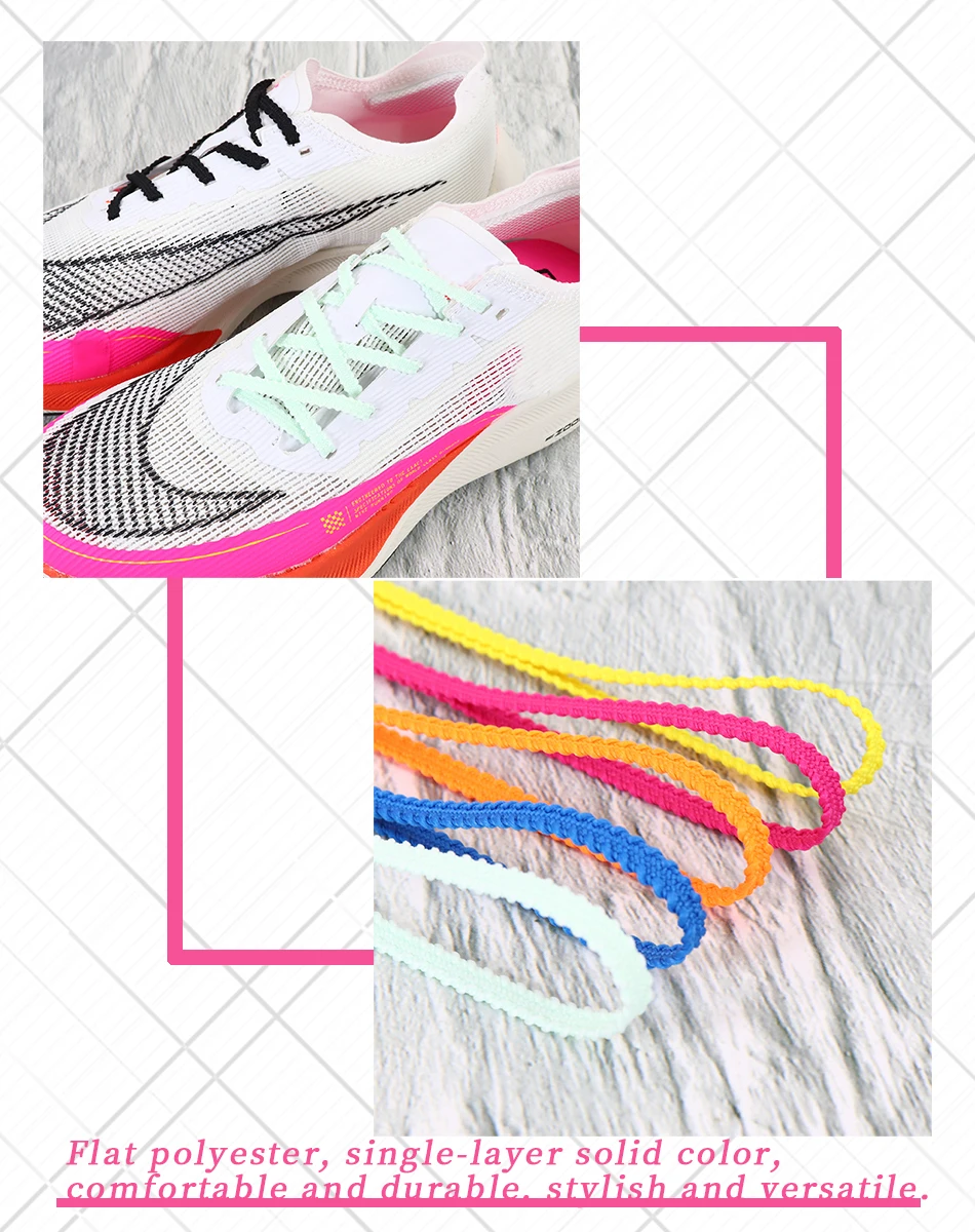 Coolstring Flat Laces 6mm Sneakers Tennis Shoelaces Trendy Replacement Shoestring for Racing Running Shoes Accessories Clothing