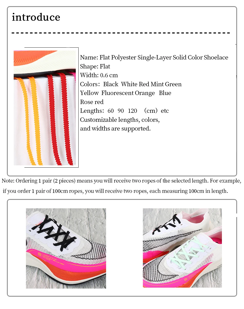 Coolstring Flat Laces 6mm Sneakers Tennis Shoelaces Trendy Replacement Shoestring for Racing Running Shoes Accessories Clothing