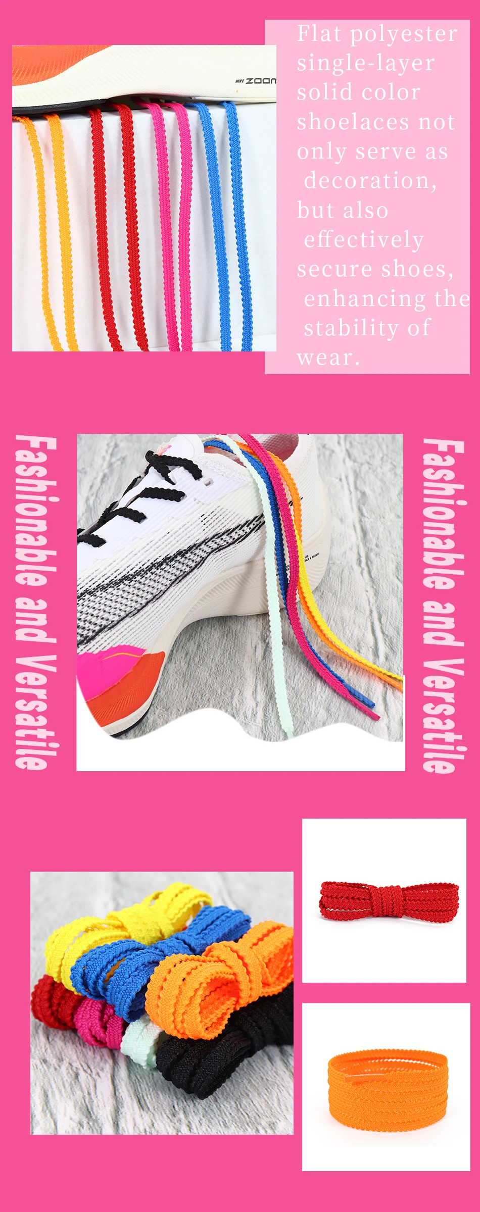 Coolstring Flat Laces 6mm Sneakers Tennis Shoelaces Trendy Replacement Shoestring for Racing Running Shoes Accessories Clothing