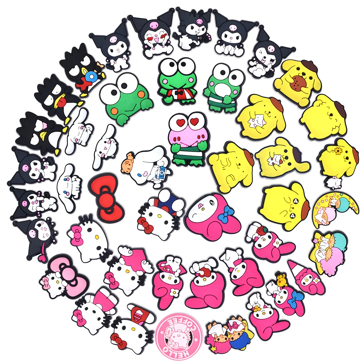 3/45PCS Sanrio Kuromi HelloKitty Shoe Charm Mix Wholesale PVC Decor Buckle Clog Bag Wristband Detachable Waterproof Party Gift