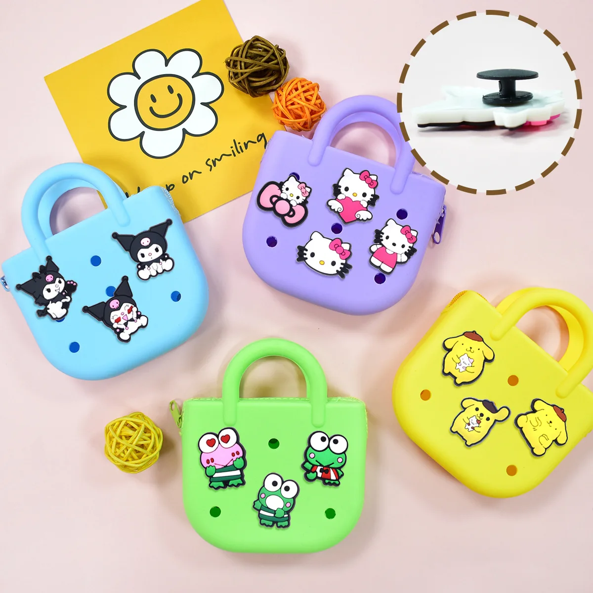 3/45PCS Sanrio Kuromi HelloKitty Shoe Charm Mix Wholesale PVC Decor Buckle Clog Bag Wristband Detachable Waterproof Party Gift