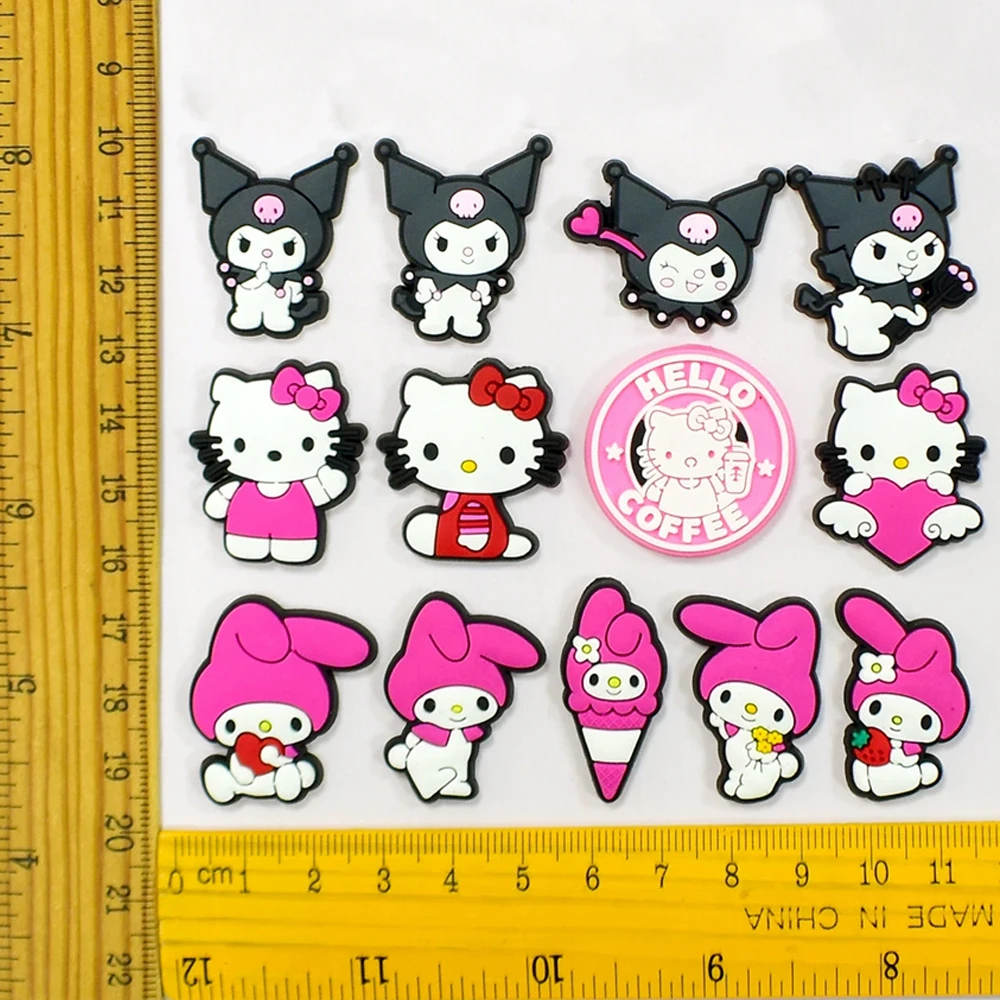 3/45PCS Sanrio Kuromi HelloKitty Shoe Charm Mix Wholesale PVC Decor Buckle Clog Bag Wristband Detachable Waterproof Party Gift
